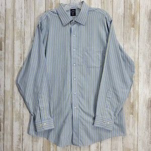 Brooks Brothers EST 1818 Mens Button Up Shirt Blue Tripe Sz 17 34/35